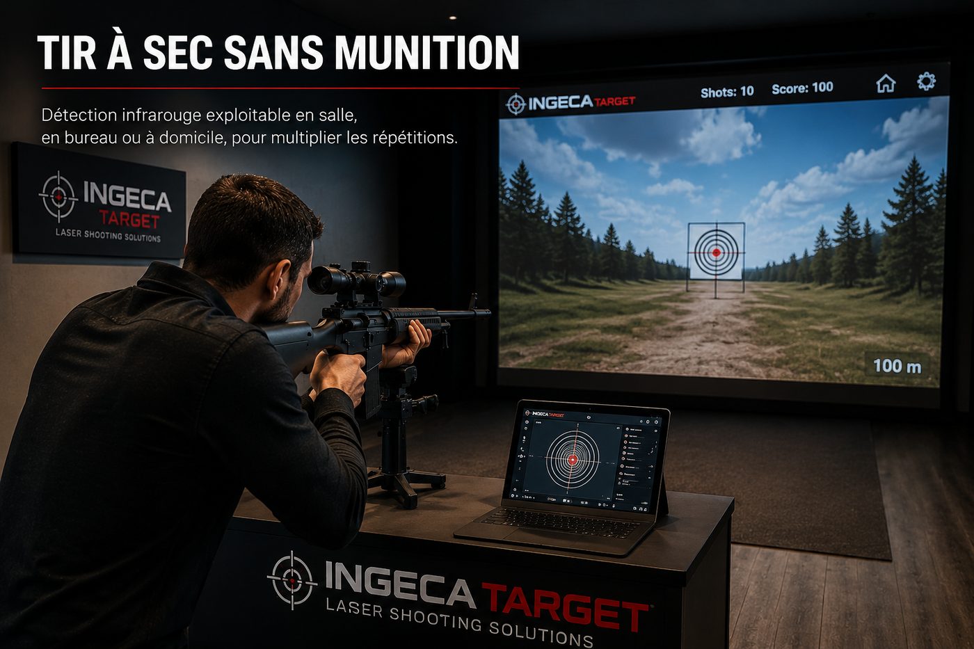 Dry-fire simulator with projected screen